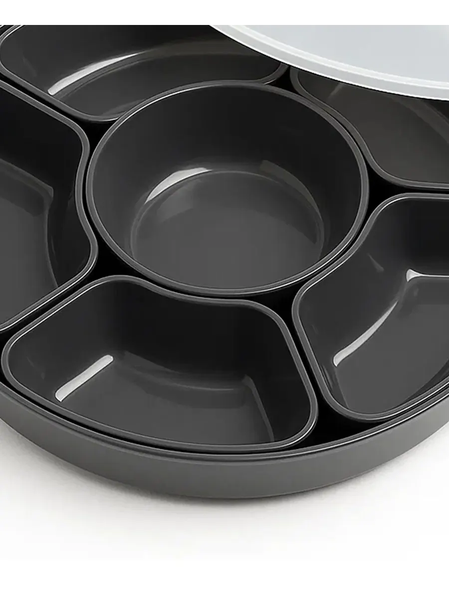 Набор для сервировки Ленивая Сьюзан с 6 мисками Abode Homewares — изображение 2 из 5, черный
