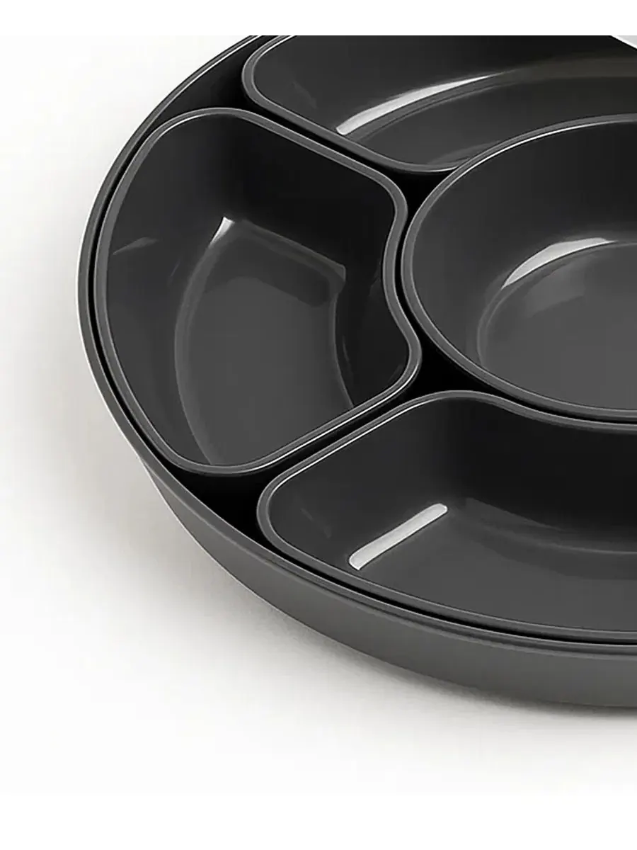 Набор для сервировки Ленивая Сьюзан с 6 мисками Abode Homewares — изображение 3 из 5, черный