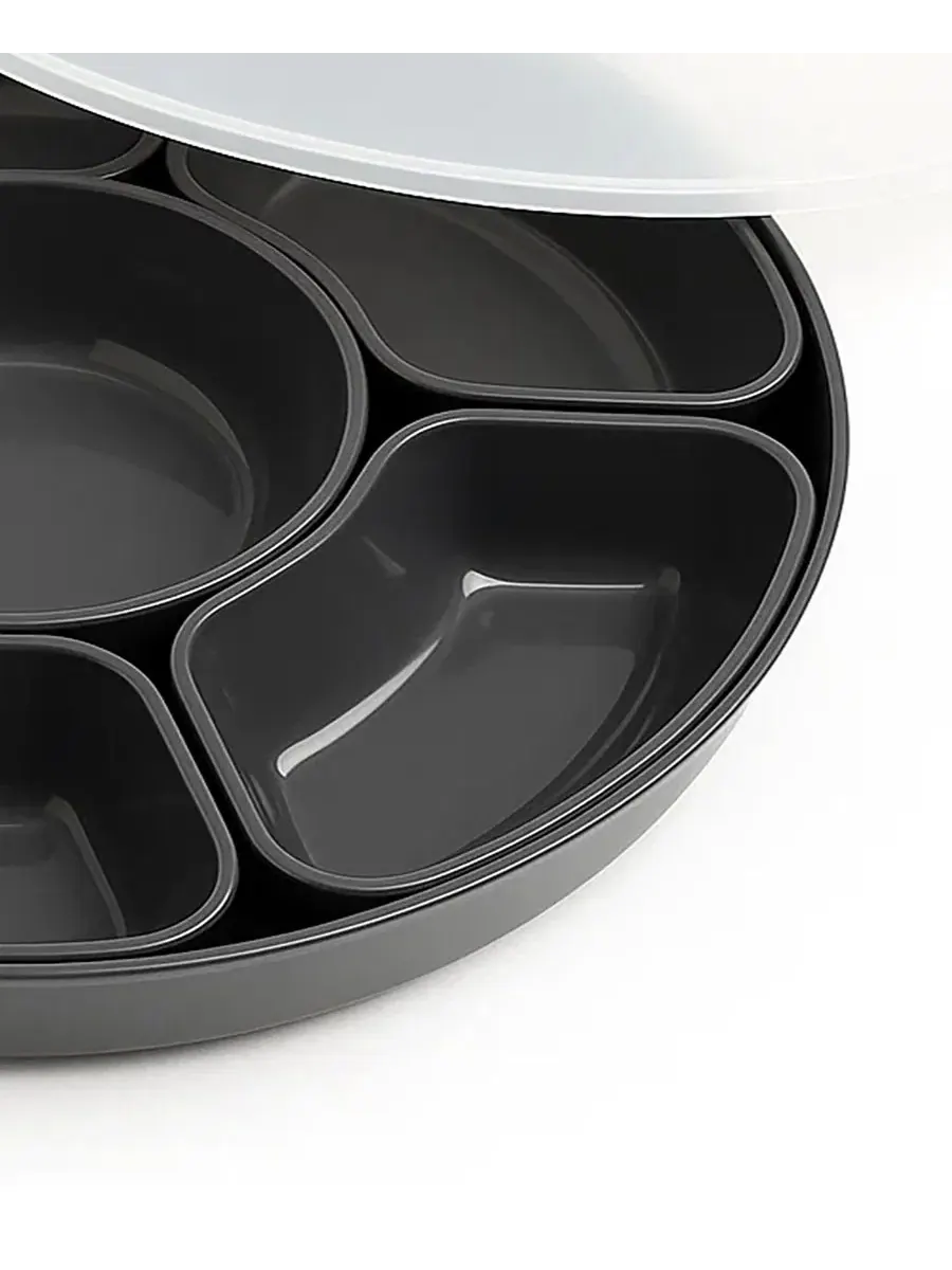 Набор для сервировки Ленивая Сьюзан с 6 мисками Abode Homewares — изображение 4 из 5, черный