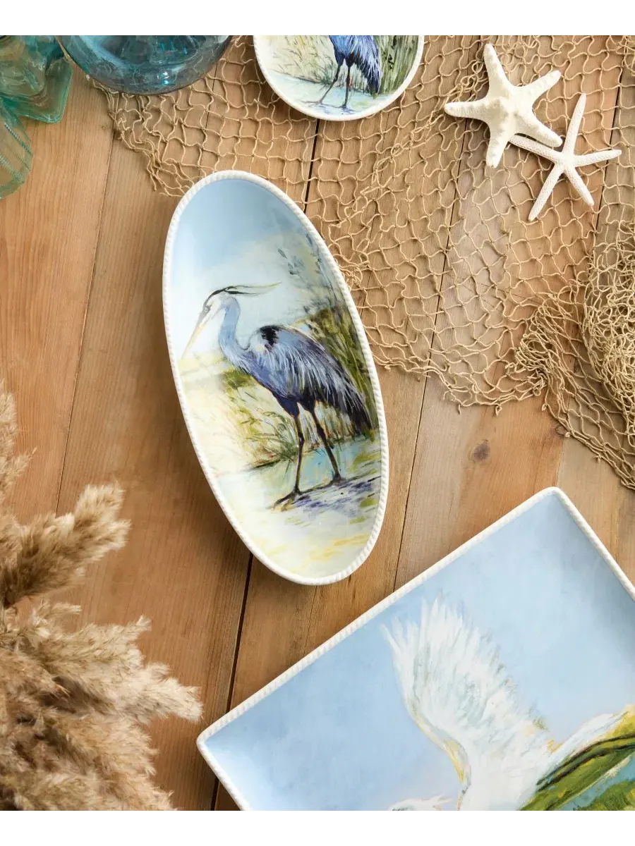 Керамическое блюдо для рыбы с принтом Coastal Birds Certified International — изображение 3 из 3, мульти