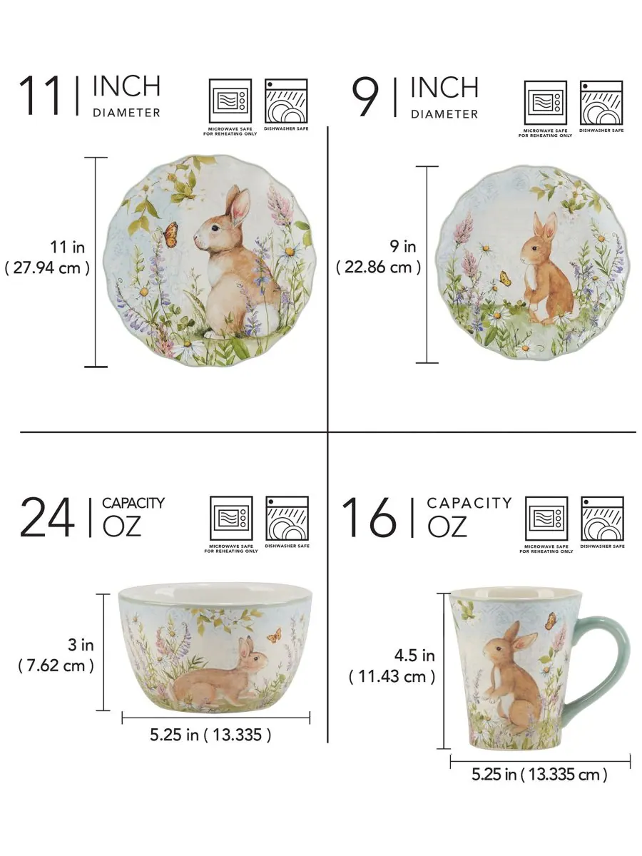 Набор посуды Easter Meadow из 16 предметов, на 4 персоны Certified International — изображение 4 из 5, мульти