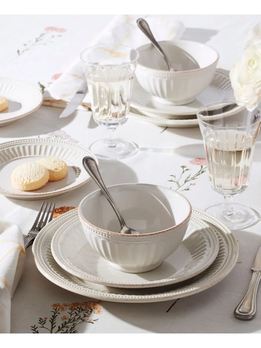 Набор из 4 десертных тарелок French Perle Groove Lenox — изображение 4 из 4, белый