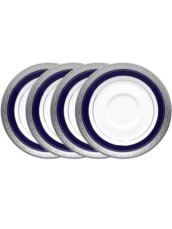 Набор из 4 блюдец Crestwood Cobalt Platinum, сервиз на 4 персоны Noritake — изображение 1 из 1, синий