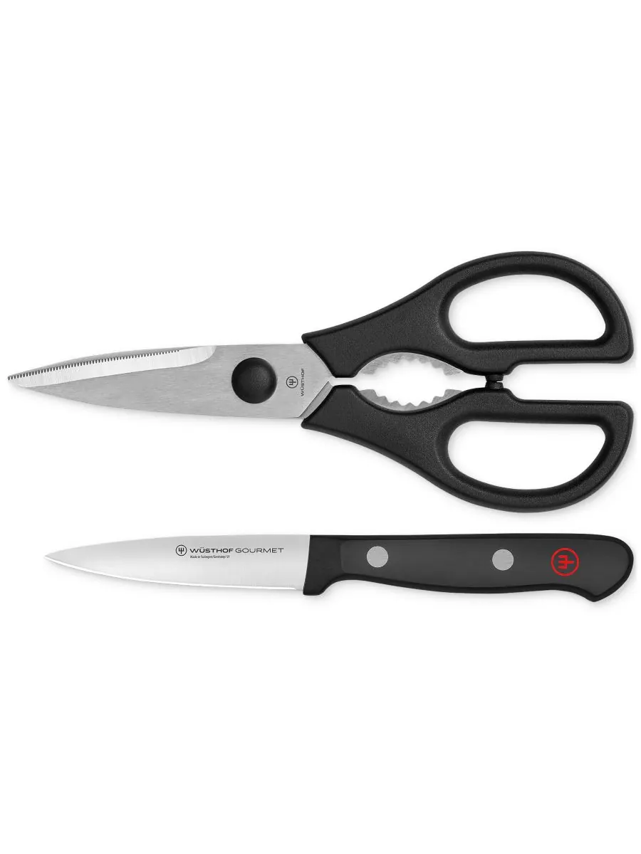 Wüsthof Набор из двух предметов: нож для чистки овощей и ножницы Gourmet Black