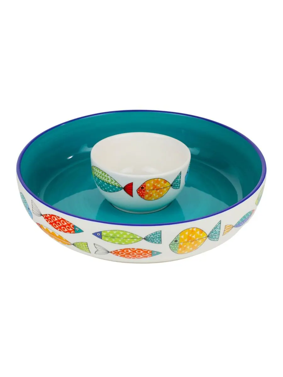 Набор чипсов и соуса Fresh Catch Euro Ceramica — изображение 1 из 4, белый мульти
