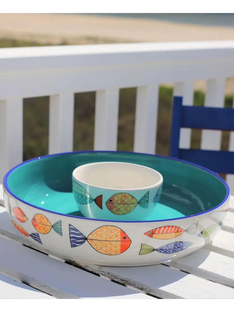 Набор чипсов и соуса Fresh Catch Euro Ceramica — изображение 3 из 4, белый мульти