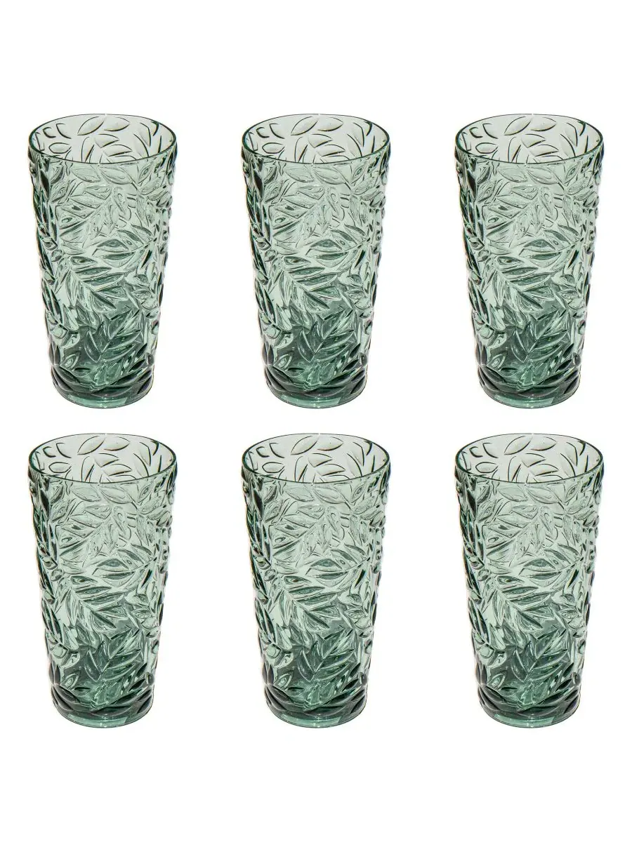 Набор из 6 стаканов Embossed Leaf Abode Homewares — изображение 1 из 4, шалфейный