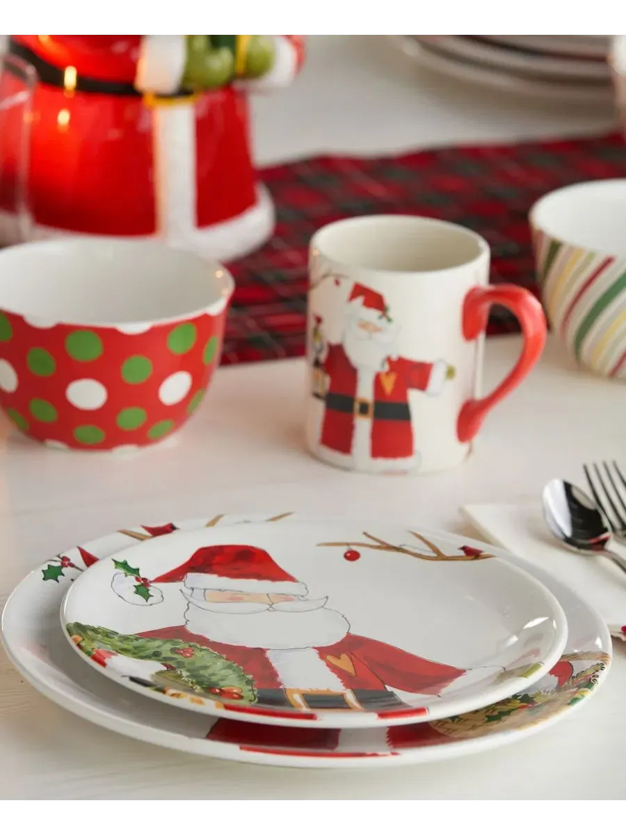 Набор тарелок для десерта Santa Delight, 4 шт, 23 см, керамика Certified International — изображение 3 из 5, мульти