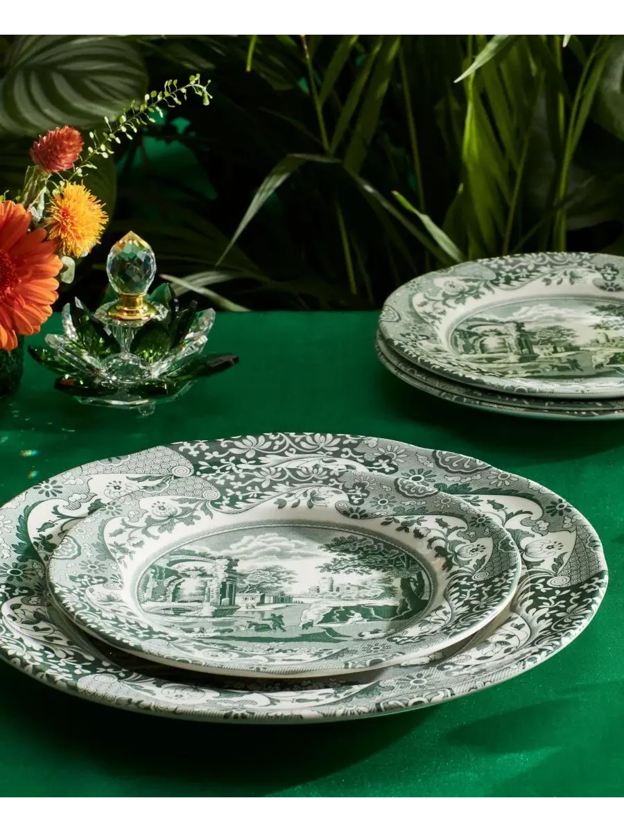 Набор из 4 итальянских салатных тарелок Heritage Green Spode — изображение 3 из 10, зеленый