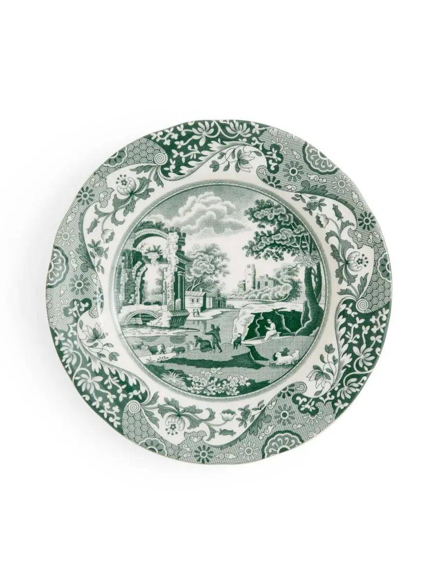 Набор из 4 итальянских салатных тарелок Heritage Green Spode — изображение 4 из 10, зеленый
