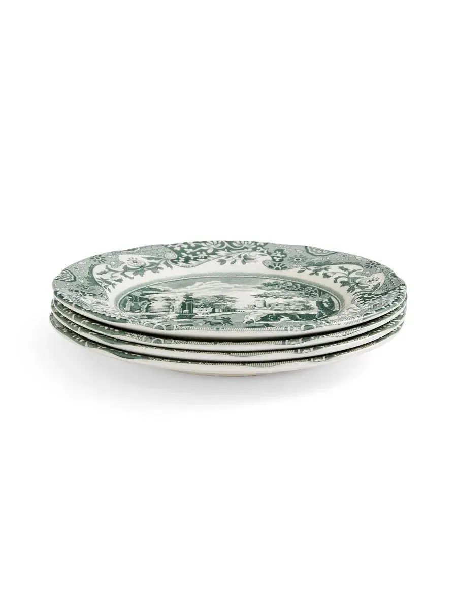 Набор из 4 итальянских салатных тарелок Heritage Green Spode — изображение 6 из 10, зеленый