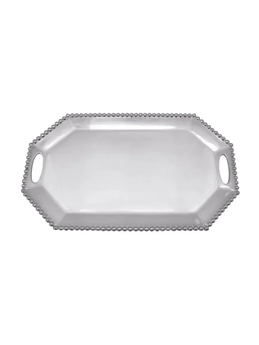 Прямоугольный поднос с жемчужной окантовкой, Sandcast Aluminum Mariposa