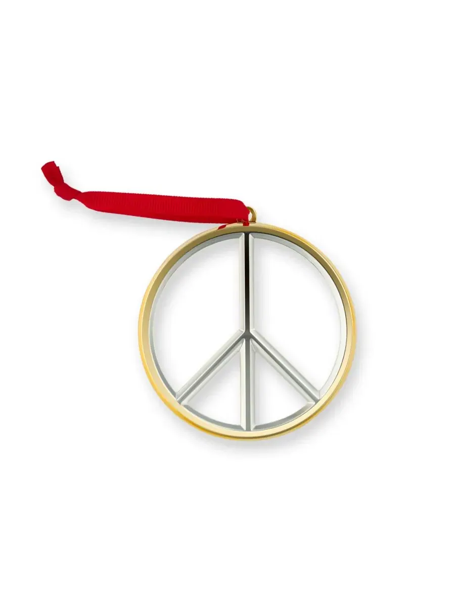 Елочная игрушка-знак мира Silver Peace Sign Ornament Nambé — изображение 1 из 2, серебряный