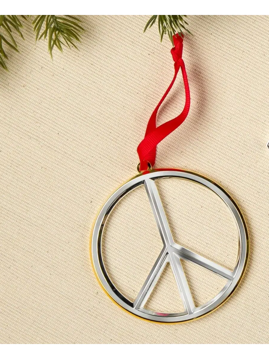 Елочная игрушка-знак мира Silver Peace Sign Ornament Nambé — изображение 2 из 2, серебряный