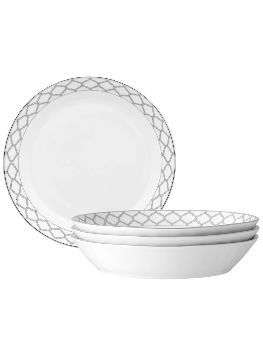 Набор из 4 обеденных тарелок Eternal Palace Coupe, на 4 персоны Noritake — изображение 1 из 4, серебристый