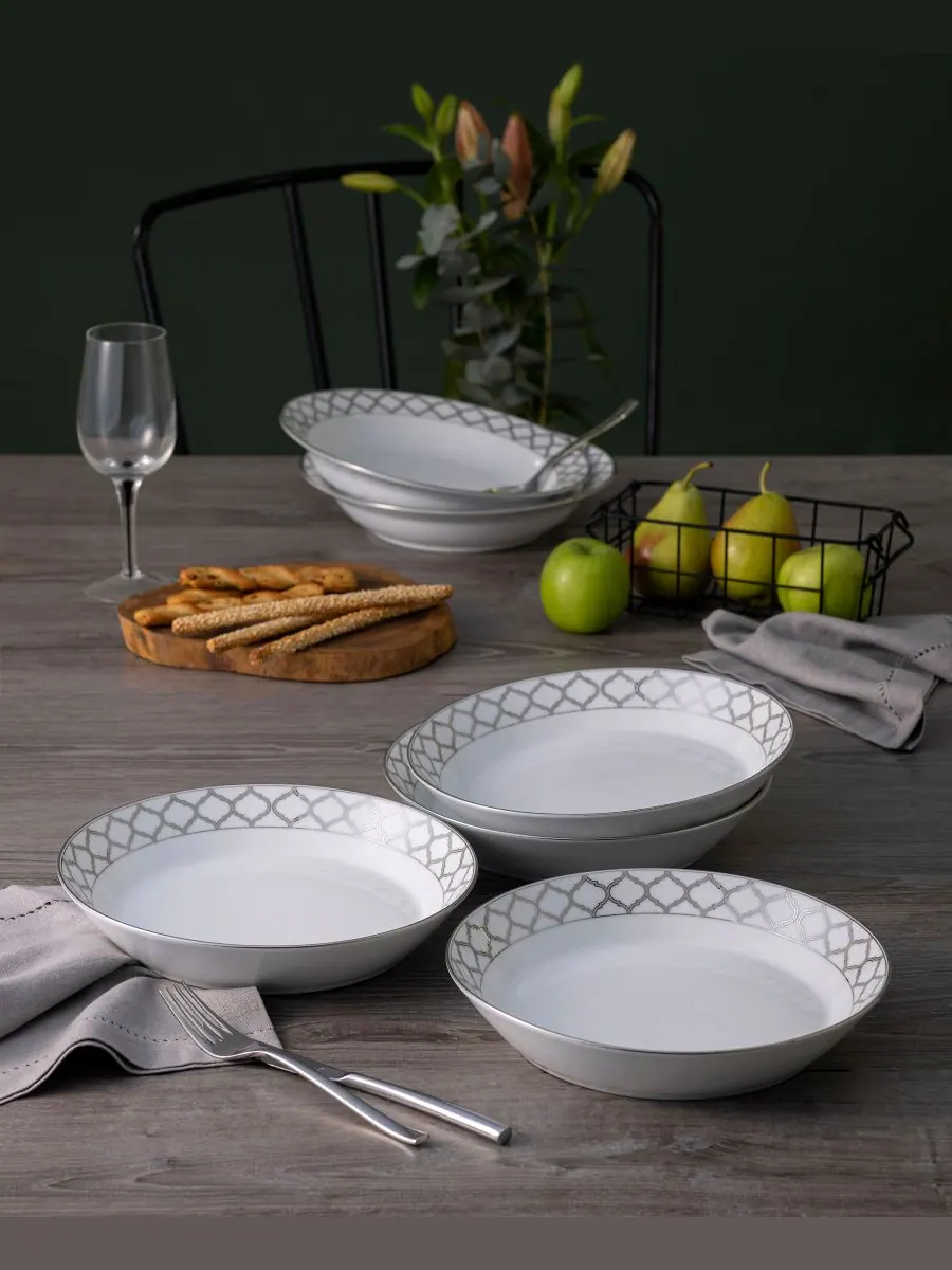 Набор из 4 обеденных тарелок Eternal Palace Coupe, на 4 персоны Noritake — изображение 2 из 4, серебристый