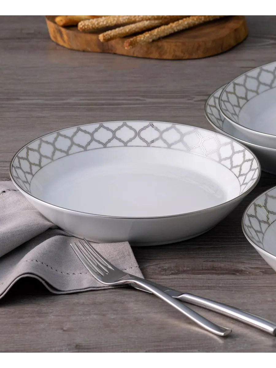 Набор из 4 обеденных тарелок Eternal Palace Coupe, на 4 персоны Noritake — изображение 3 из 4, серебристый