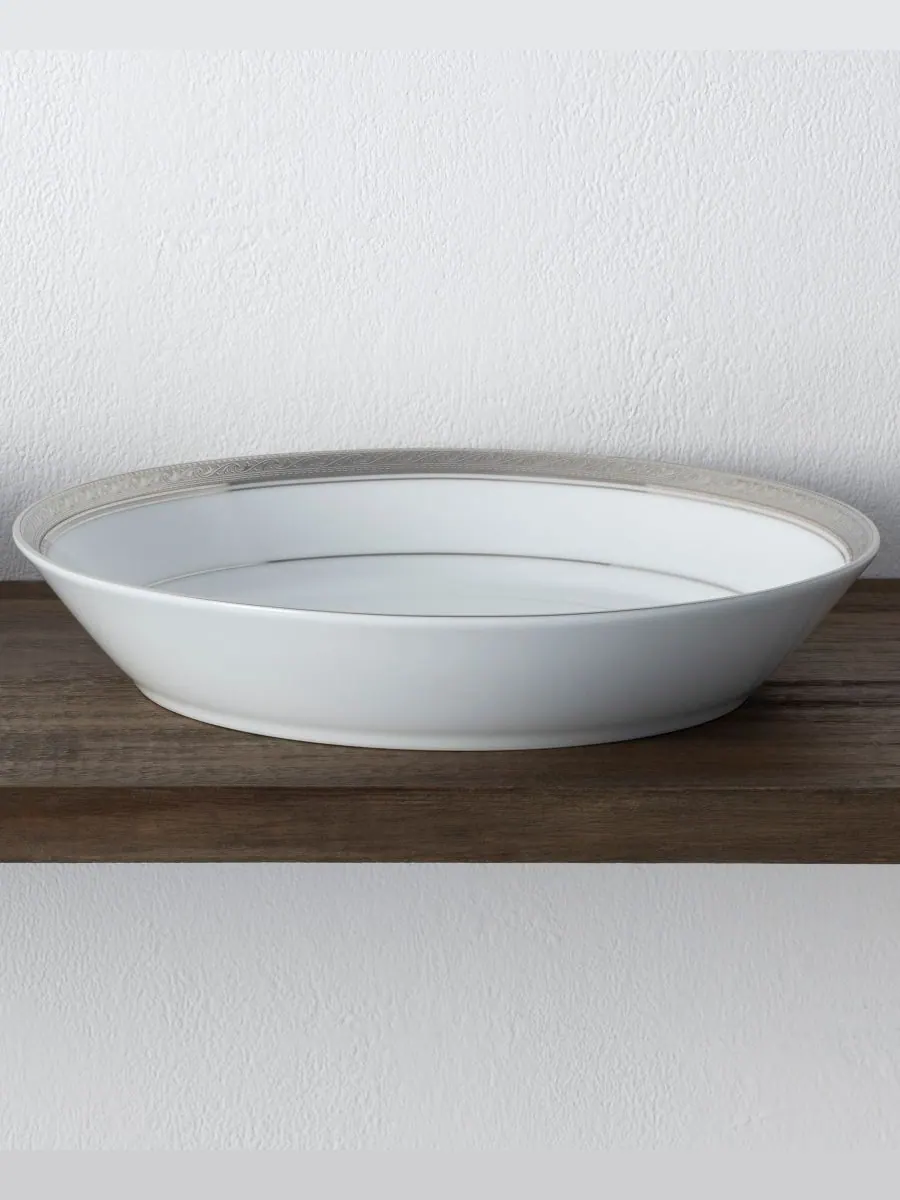 Noritake Набор из 4 обеденных тарелок Crestwood Platinum Coupe, рассчитанный на 4 персоны — изображение 4 из 4, серебристый