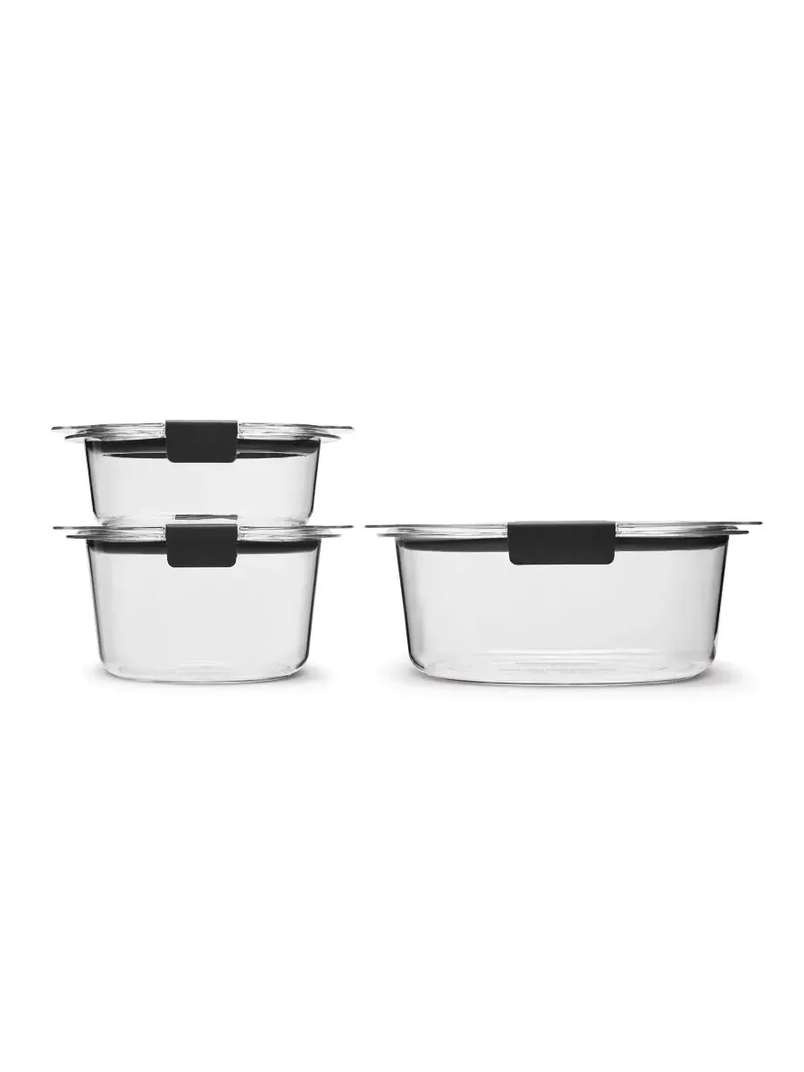 Набор из 6 круглых герметичных контейнеров для хранения продуктов Brilliance Rubbermaid — изображение 4 из 6, прозрачный