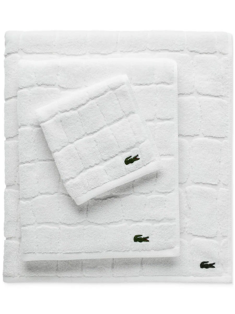 Хлопковая мочалка heritage croc scale, 13 x 13 дюймов. Lacoste Home — изображение 7 из 8, белый