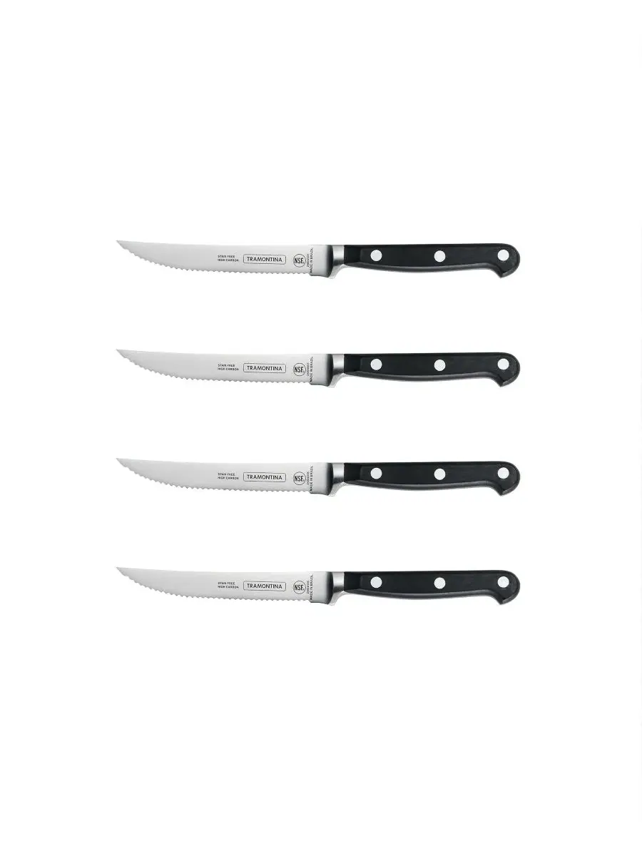 Набор столовых ножей для стейка Pro Series Serrated 4 предмета Tramontina — изображение 2 из 7, черный