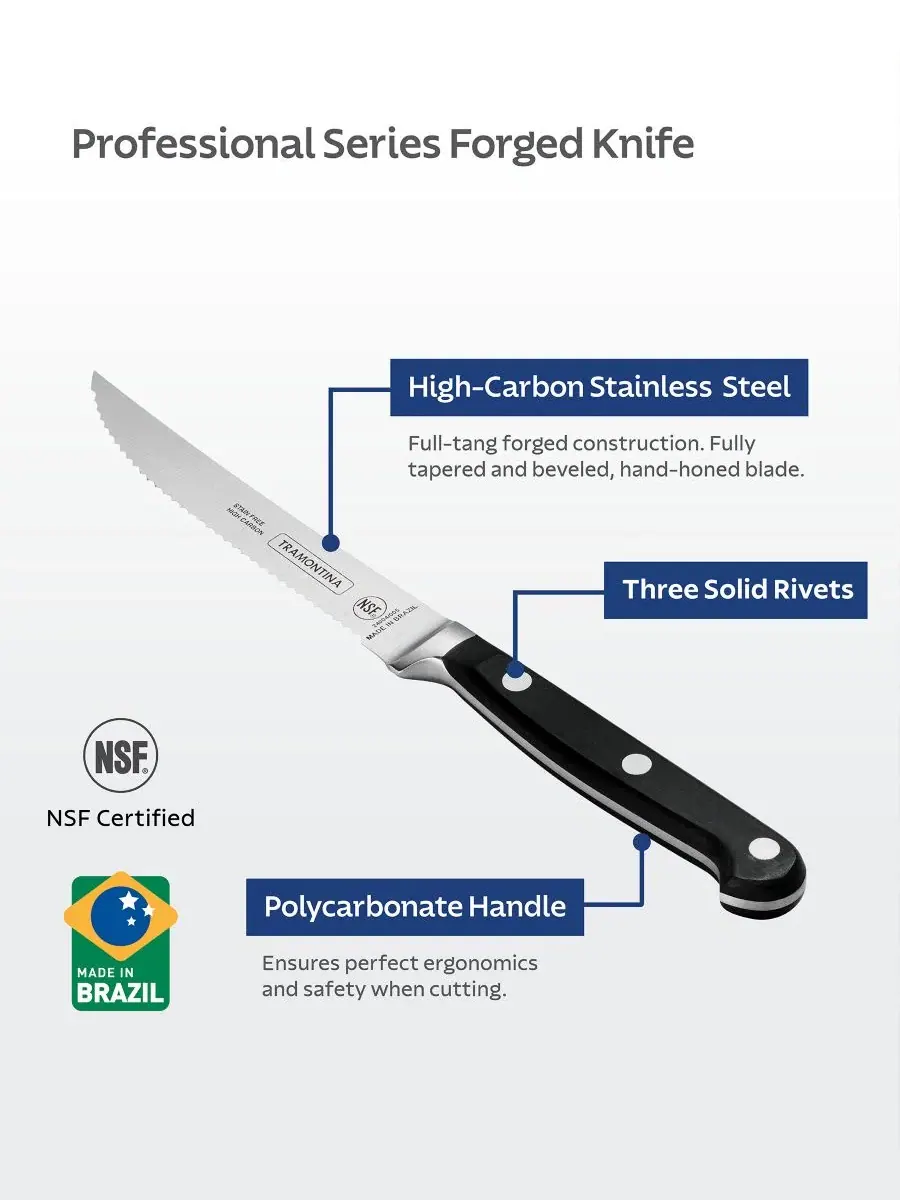 Набор столовых ножей для стейка Pro Series Serrated 4 предмета Tramontina — изображение 7 из 7, черный