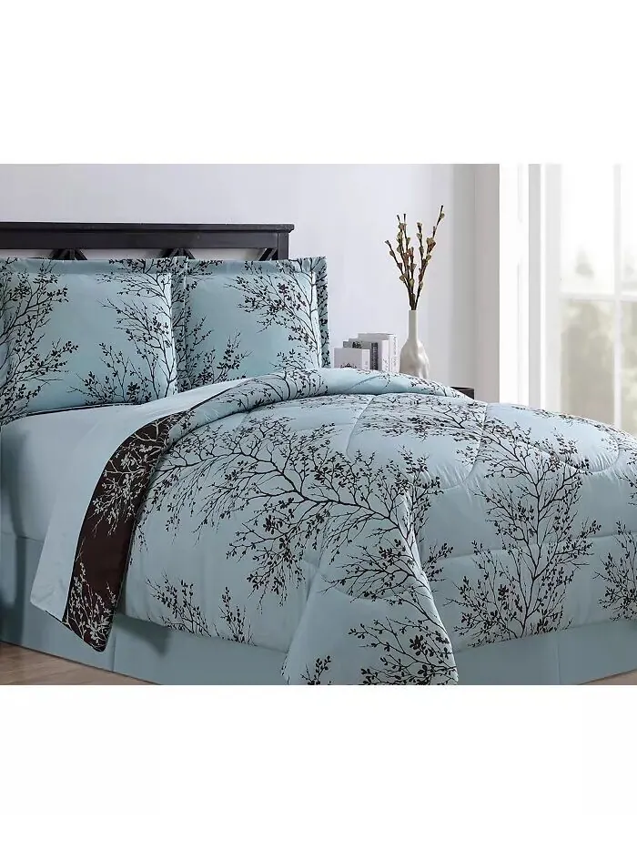 Коллекция одеял с листьями синего и шоколадного цветов Vcny Home