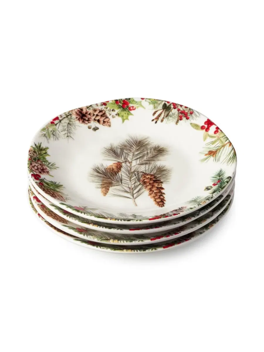 Набор из 4 тарелок для канапе Woodland Canape Plates Certified International — изображение 2 из 3, мульти