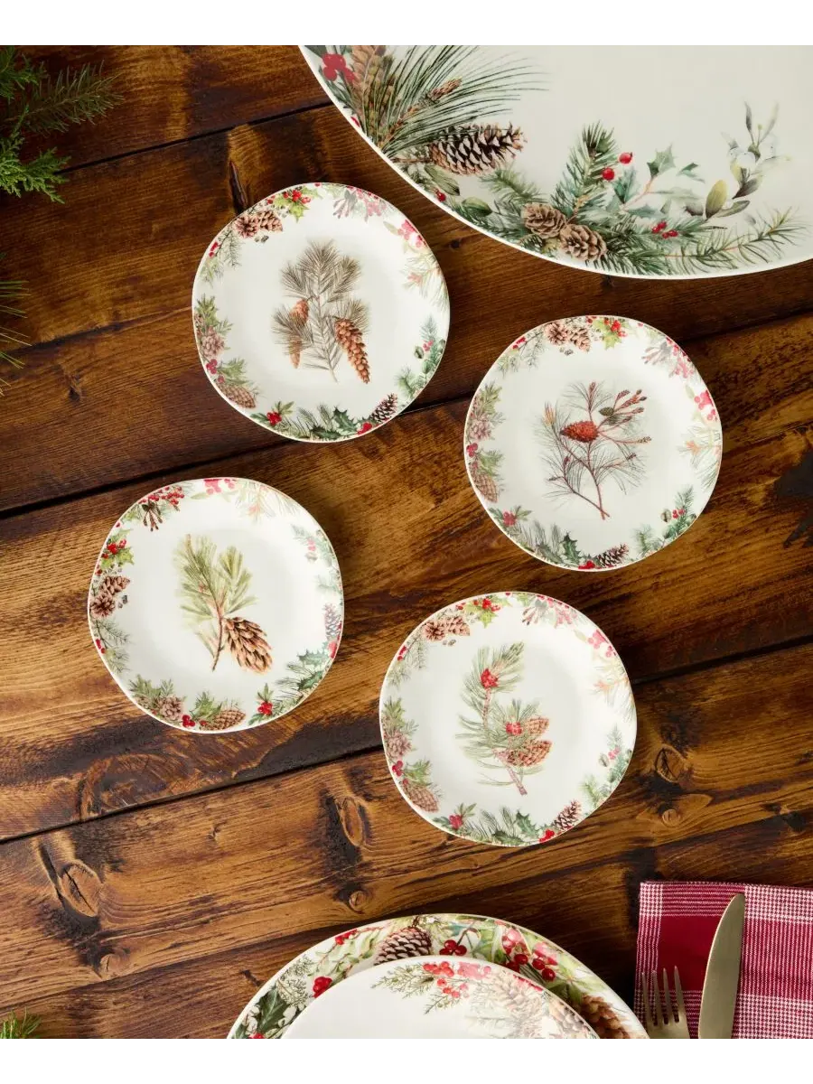Набор из 4 тарелок для канапе Woodland Canape Plates Certified International — изображение 3 из 3, мульти