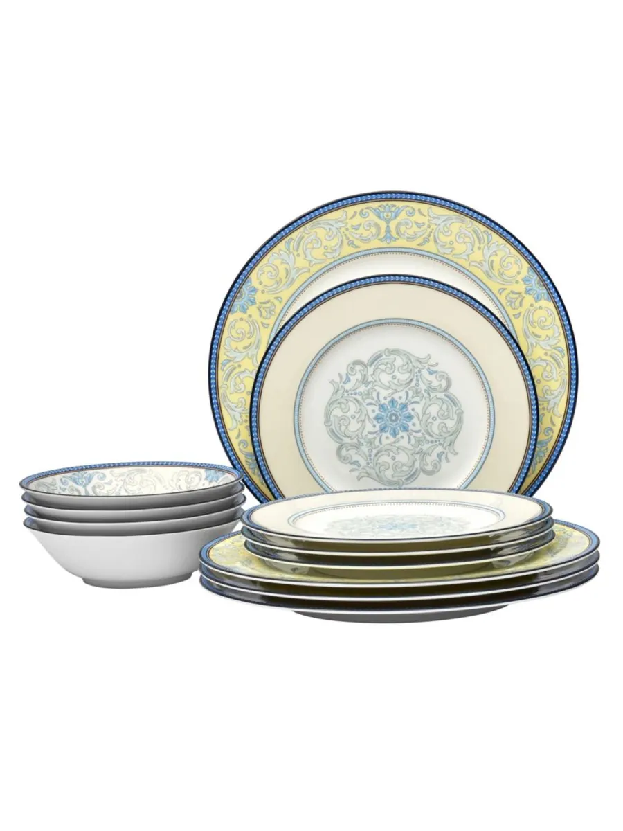Столовый сервиз Menorca Palace из 12 предметов, на 4 персоны Noritake — изображение 1 из 3, синий/желтый