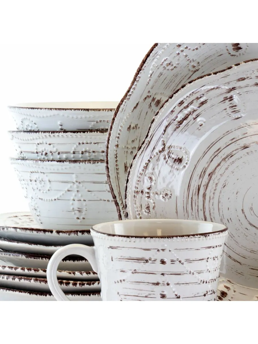 Набор посуды Rustic Birch из 16 предметов, на 4 персоны Elama — изображение 7 из 8, розовый