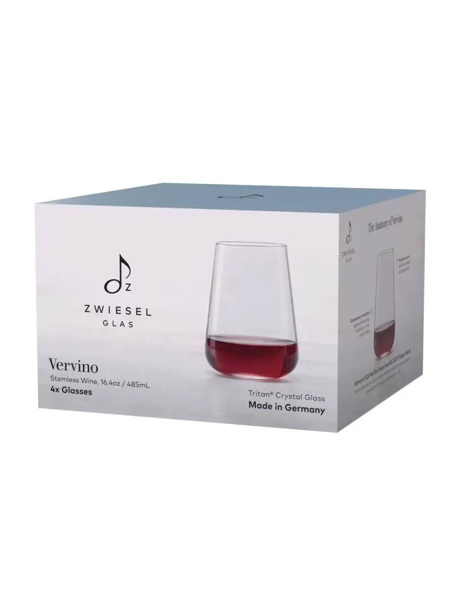 Набор из 4 бокалов для вина без ножки Vervino Zwiesel Glas — изображение 8 из 10, прозрачный