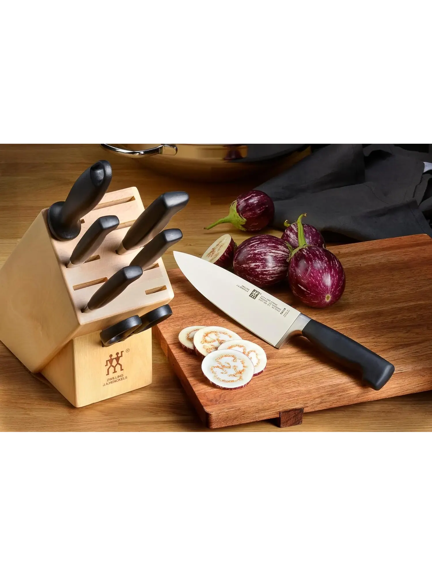 Набор кухонных ножей в блоке ZWILLING Four Star Anniversary, 8 предметов, светло дерево/береза — изображение 5 из 16