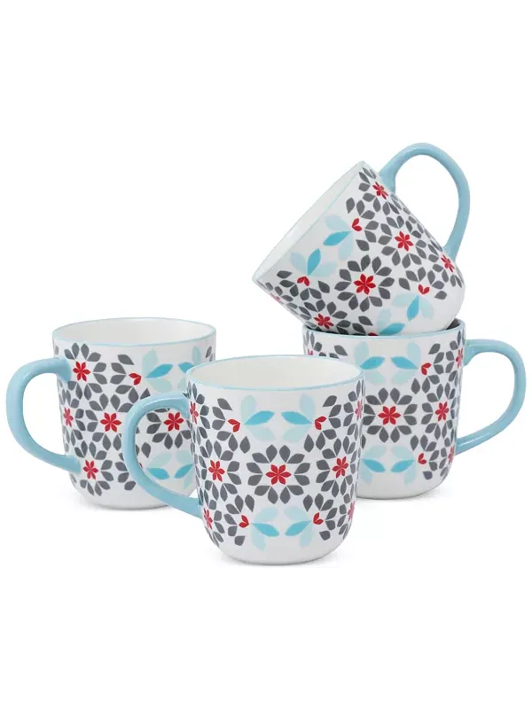 Кружки с геометрическим рисунком, набор из 4 шт. Lorren Home Trends — изображение 1 из 4, синий
