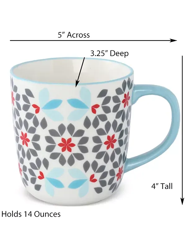 Кружки с геометрическим рисунком, набор из 4 шт. Lorren Home Trends — изображение 3 из 4, синий