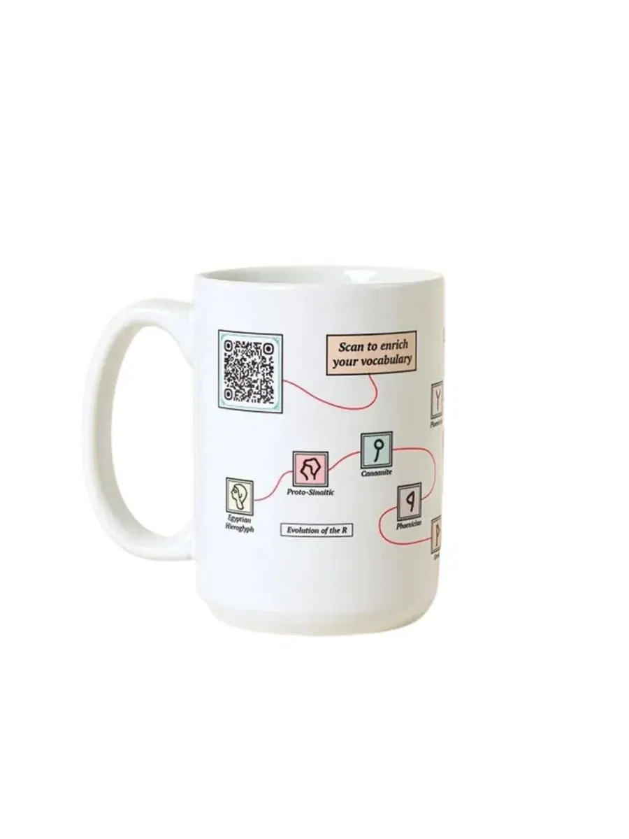 Кружка керамическая с принтом Word Nerd Interactive QR Uncommon Goods — изображение 2 из 4, белый