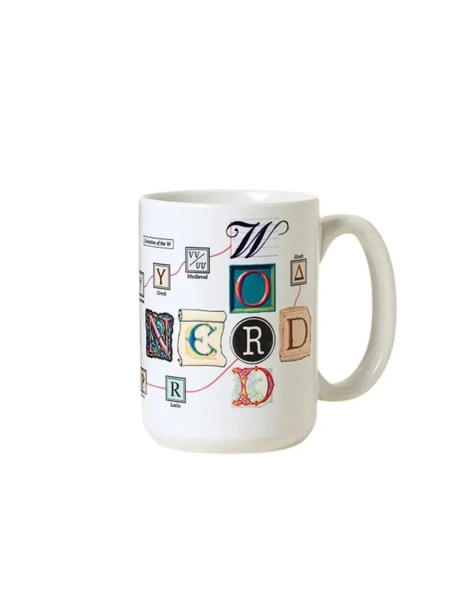 Кружка керамическая с принтом Word Nerd Interactive QR Uncommon Goods — изображение 3 из 4, белый