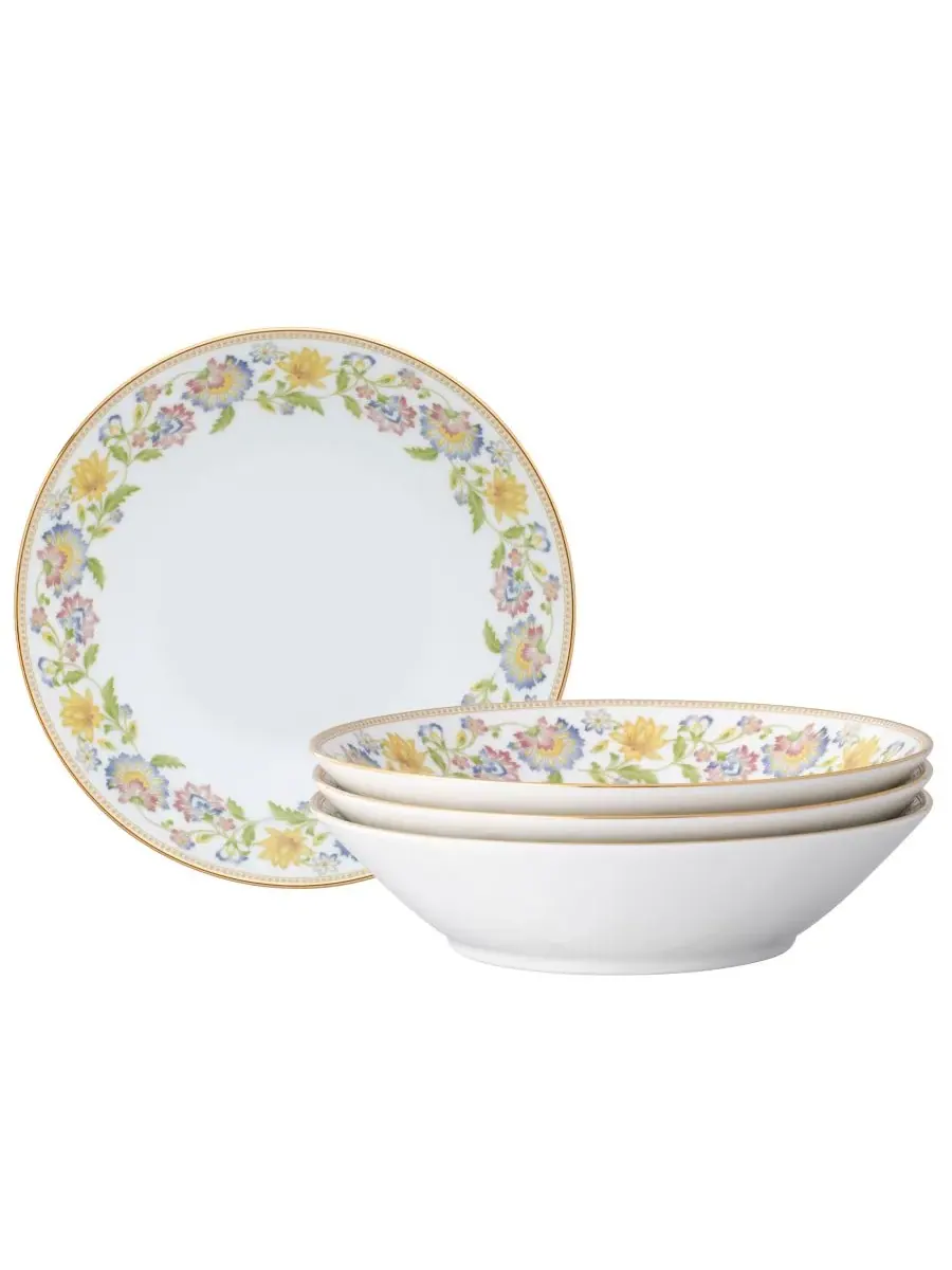Набор из 4 суповых тарелок Noritake Tusker Garden, 19 см — изображение 1 из 10, белый/желтый