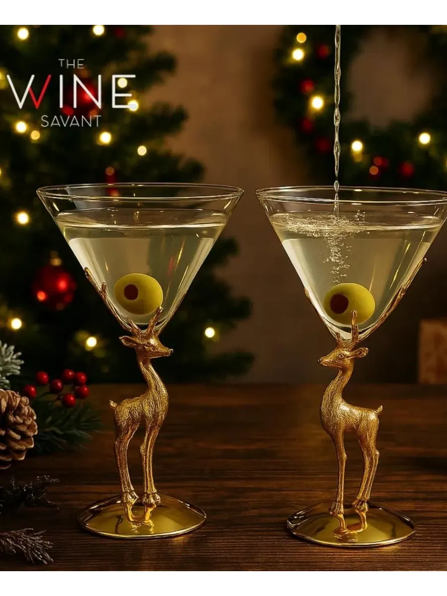 Набор из 2 бокалов для мартини в форме оленьих рогов золотистого цвета The Wine Savant — изображение 4 из 4, золото