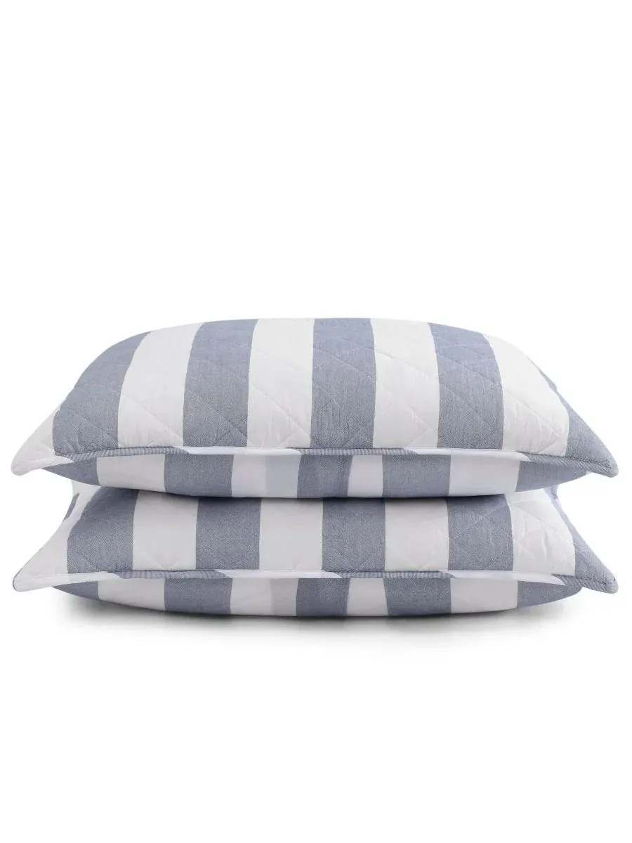 Комплект стеганого одеяла Capri Stripe Cotton Reversible Tommy Hilfiger — изображение 6 из 7, белый синий