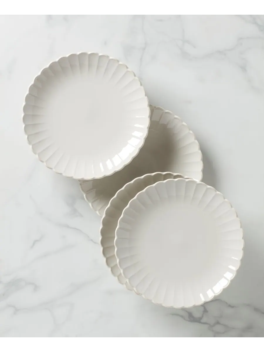 Набор из 4 обеденных тарелок French Perle Scallop Lenox — изображение 2 из 6, белый
