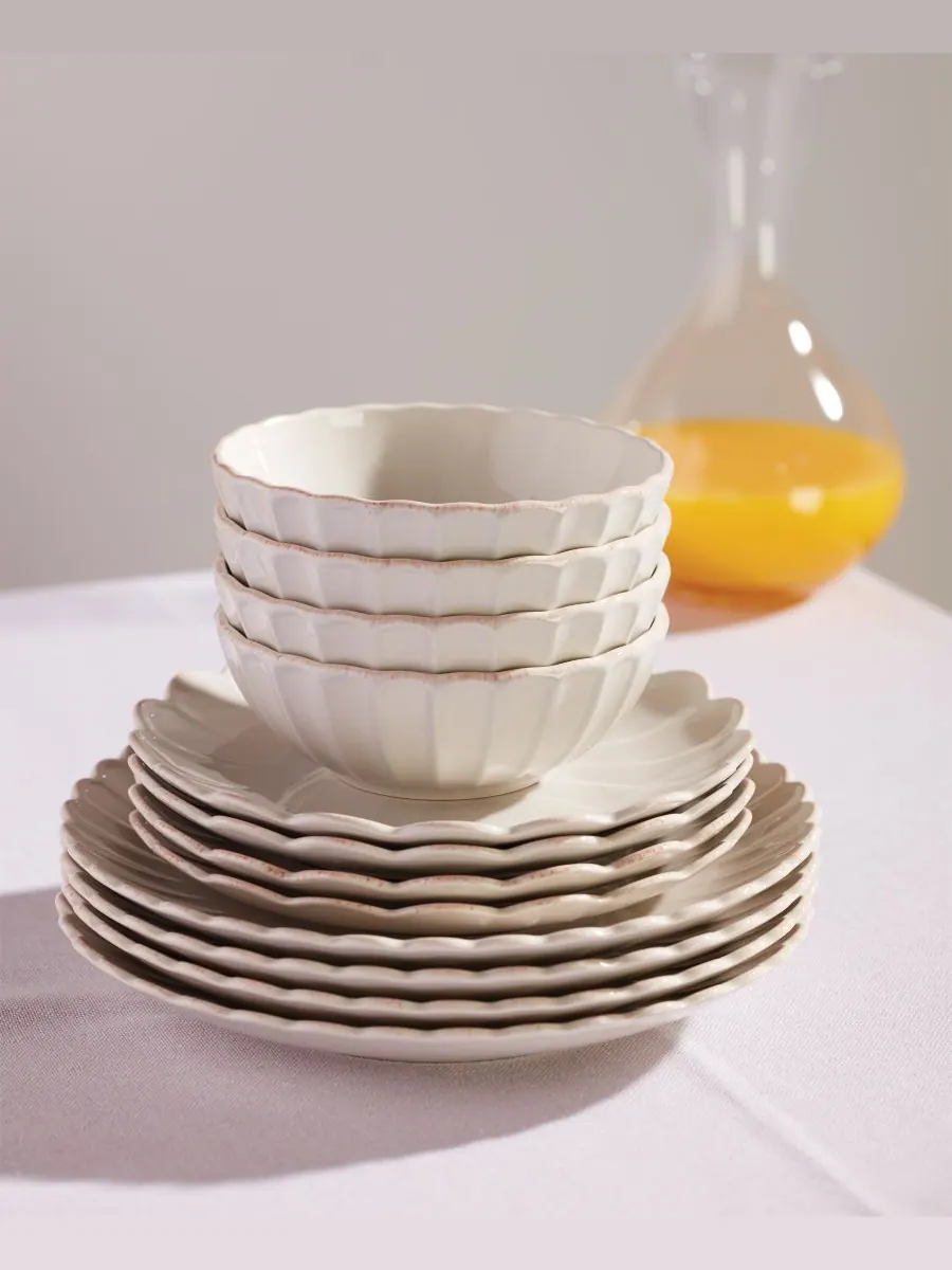 Набор из 4 обеденных тарелок French Perle Scallop Lenox — изображение 5 из 6, белый