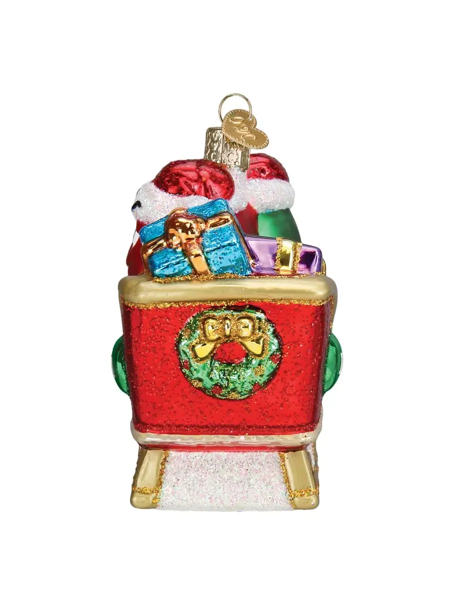 Елочная игрушка Mars Wrigley Candies M&M's in Sleigh Old World Christmas — изображение 3 из 4, красный зеленый