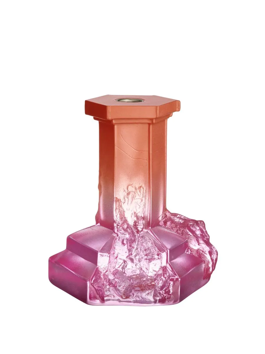 Большие подсвечники Rocky Baroque Spicy Kosta Boda — изображение 3 из 5, розовый