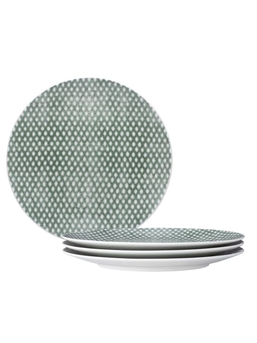 Набор из 4 салатных тарелок Hammock Dots Coupe Noritake — изображение 1 из 10, зеленый