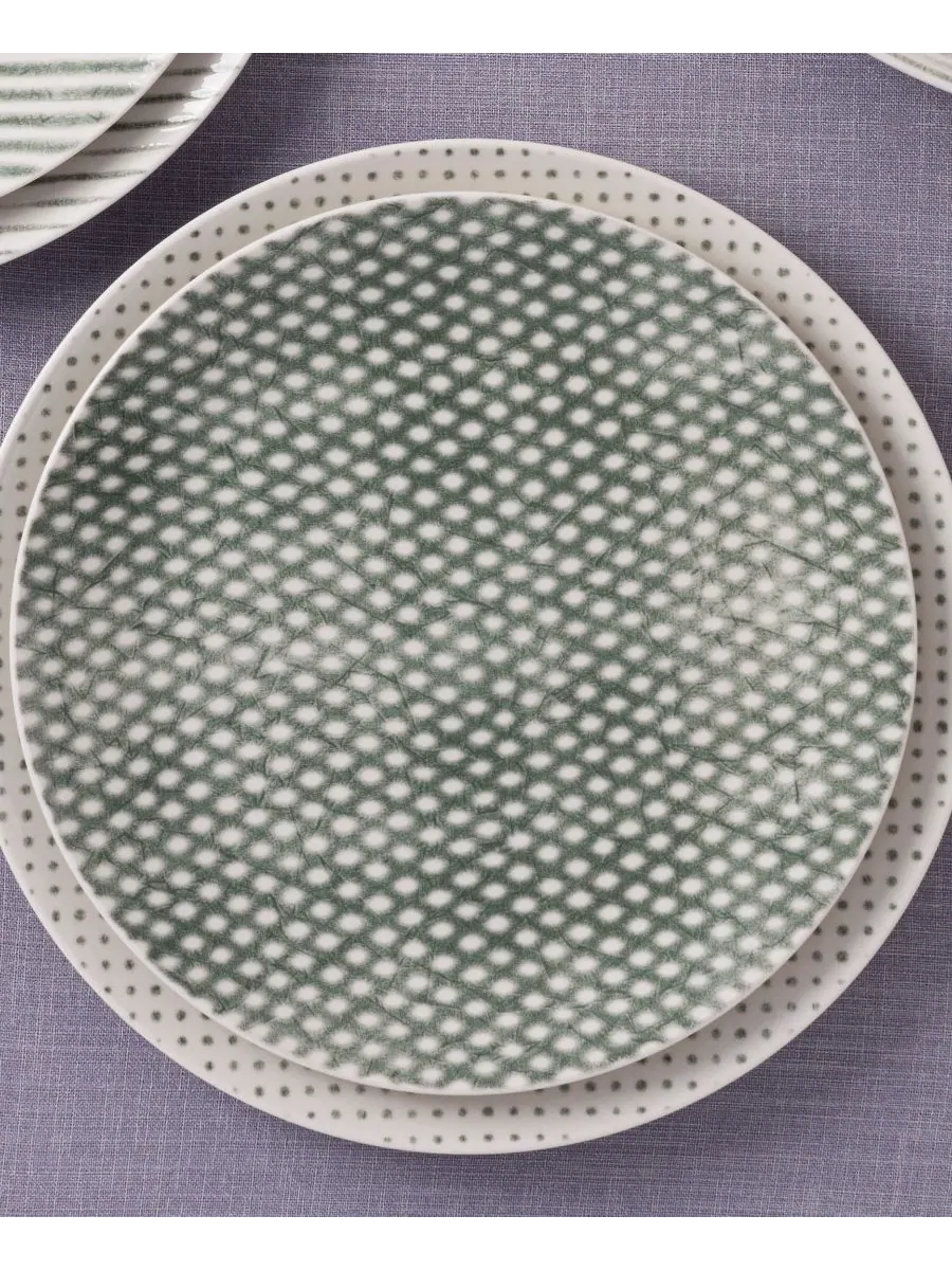 Набор из 4 салатных тарелок Hammock Dots Coupe Noritake — изображение 6 из 10, зеленый