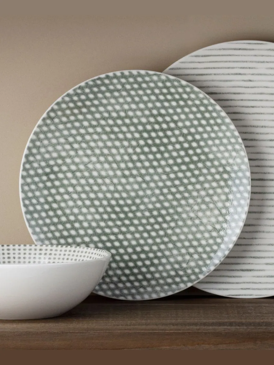 Набор из 4 салатных тарелок Hammock Dots Coupe Noritake — изображение 7 из 10, зеленый