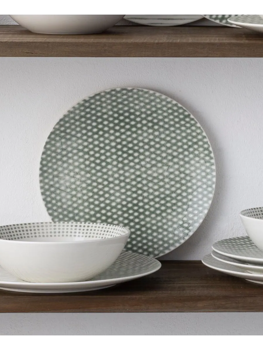 Набор из 4 салатных тарелок Hammock Dots Coupe Noritake — изображение 8 из 10, зеленый