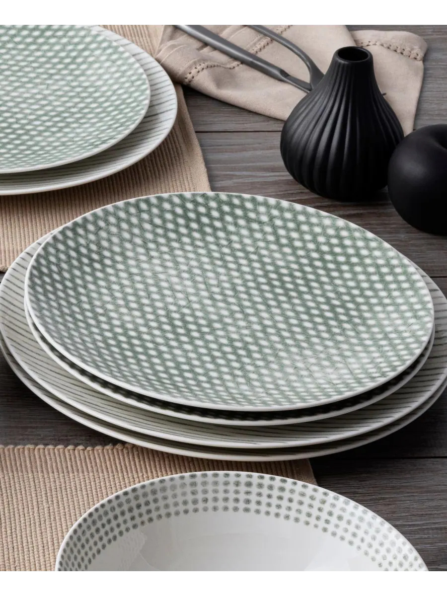 Набор из 4 салатных тарелок Hammock Dots Coupe Noritake — изображение 10 из 10, зеленый