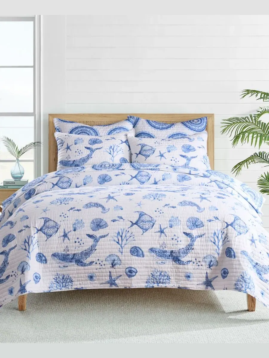 Комплекты двусторонних стеганых одеял Home Batik Ocean Levtex — изображение 3 из 5, синий